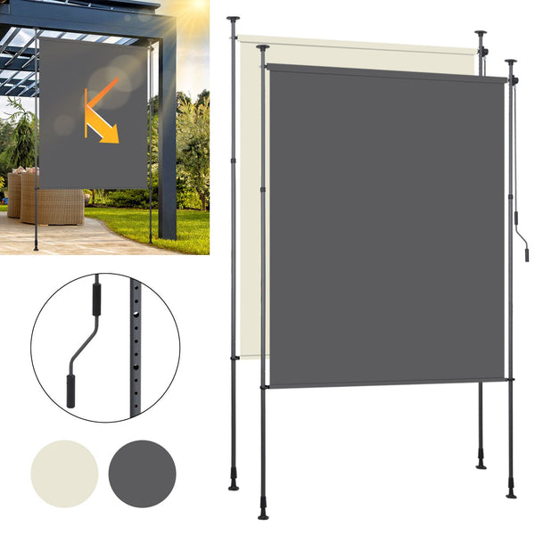 BMOT Klemmmarkise Senkrechtmarkise mit Handkurbel ohne Bohren