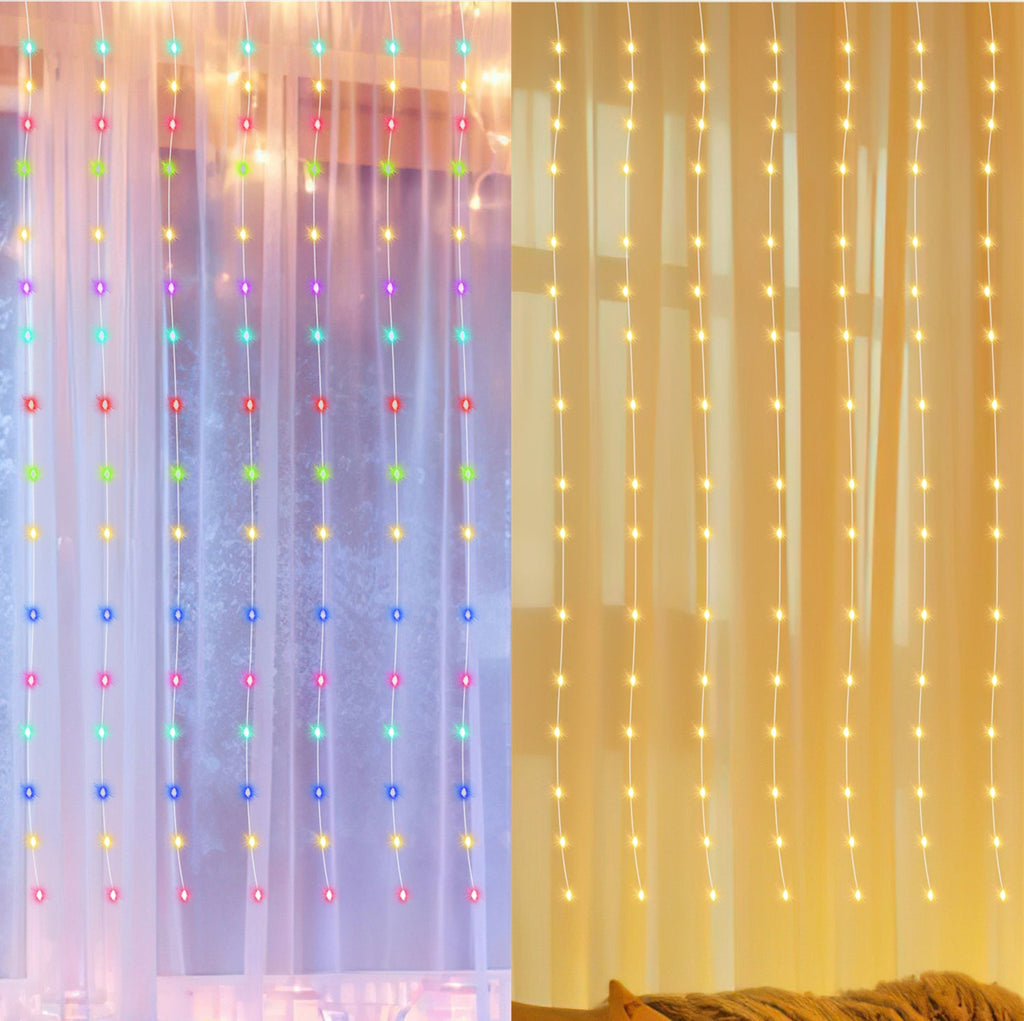 BMOT LED Lichtervorhang 3x3m/3x6m Warmweiß/Bunt