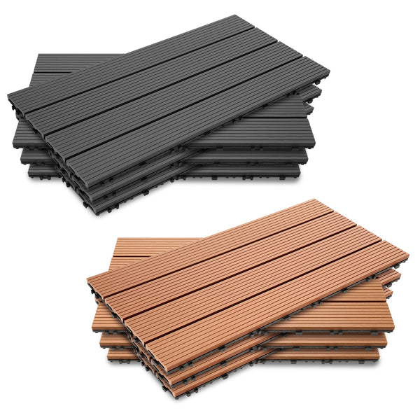 BMOT WPC Terrassenfliesen 30x60cm 6er Set in Holzoptik