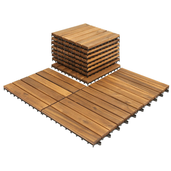 BMOT Holzfliesen 30x30cm 6 Latten Fliese (11 Stück)