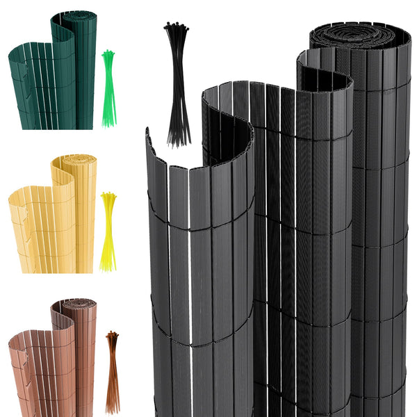 BMOT PVC Sichtschutzmatte mit Kabelbindern W-Struktur Verstärkung