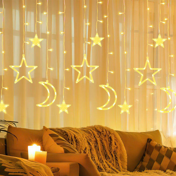 BMOT LED Sterne Weihnachtsbeleuchtung Lichtervorhang 3,5M