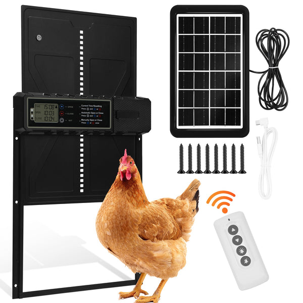 BMOT Elektrische Hühnerklappe Solar mit LED Display und Fernbedienung