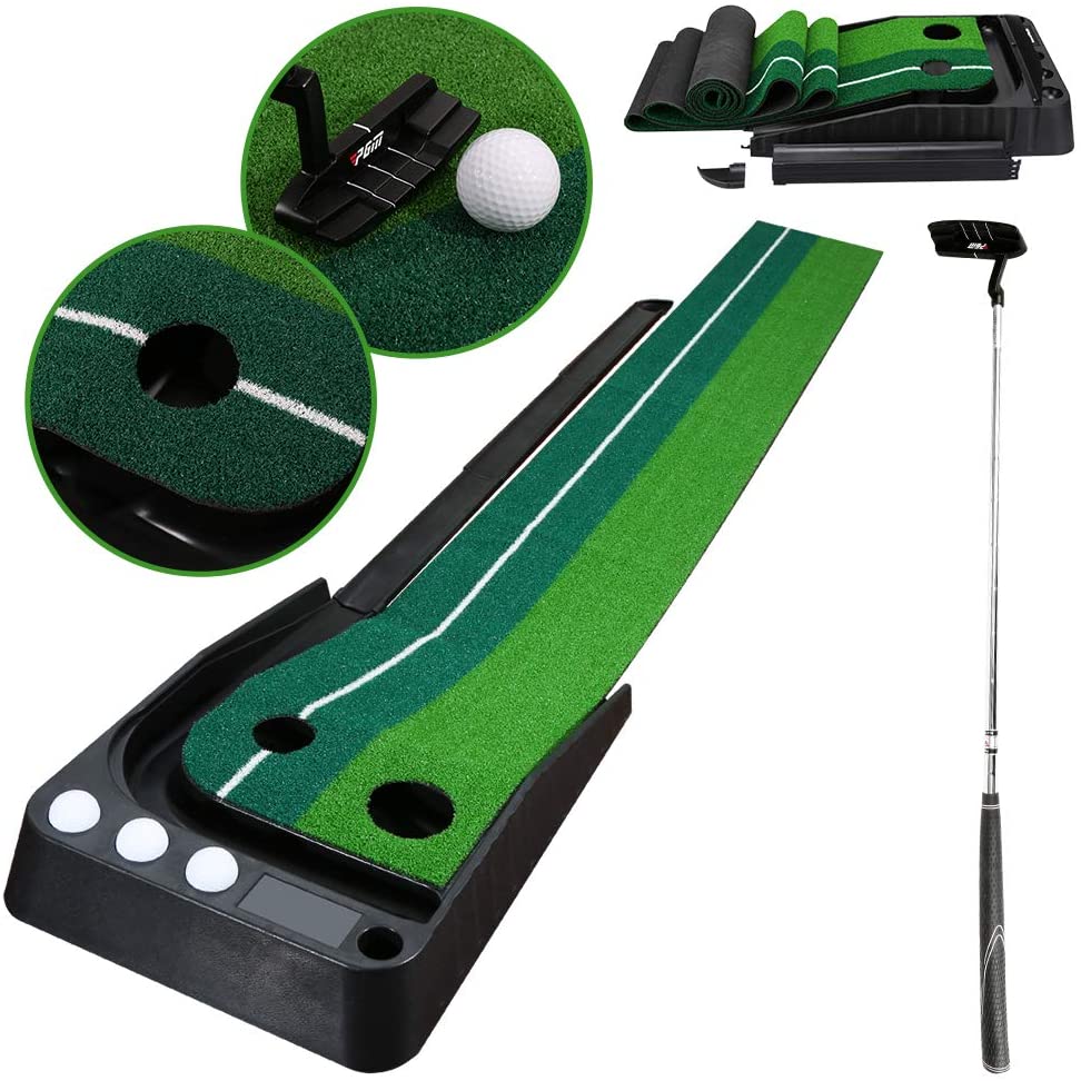 BMOT Golfmatte Puttingmatte mit Auto Ball Return Funktion