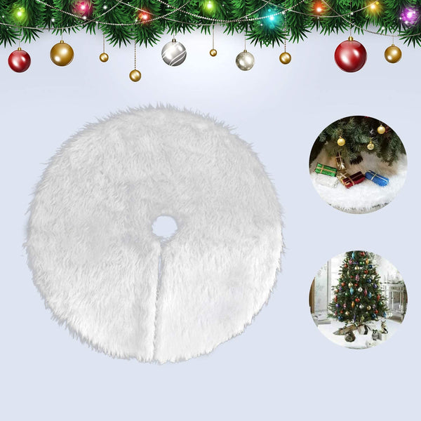 BMOT Weihnachtsbaumdecke Plüsch Weihnachtsbaumrock Weiß